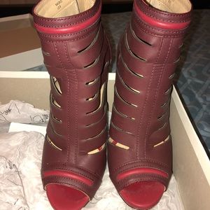 Burgundy Peep toe Bootie